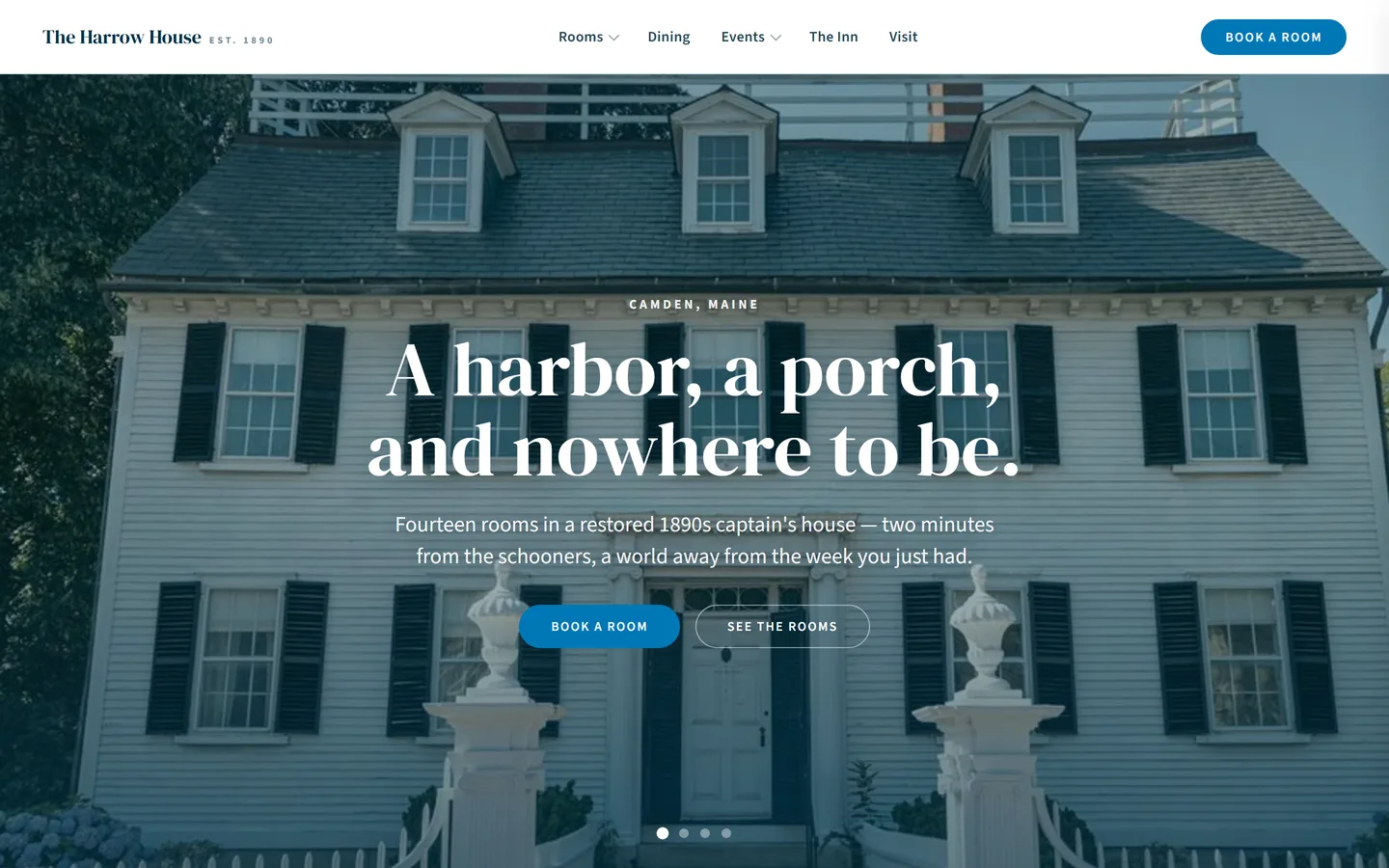 Home page of the The Harrow House website