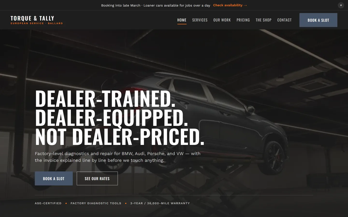 Home page of the Torque & Tally website